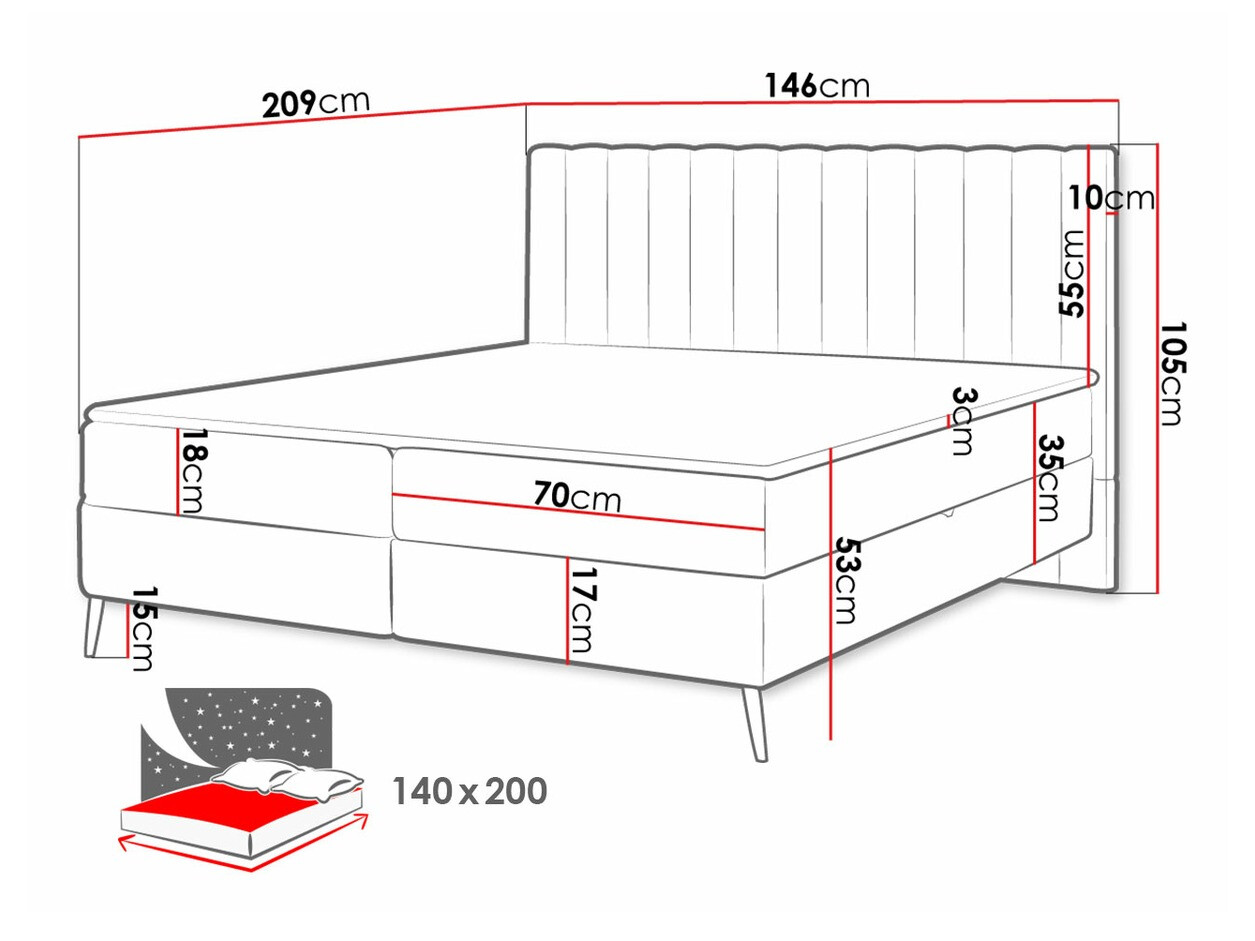Boxspring Indiana 159 (Poso 55 + Paros 05)