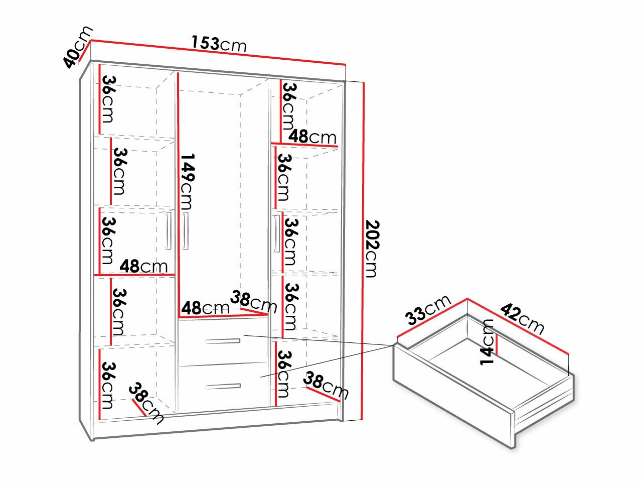 Kledingkast Hartford 373 (Zwart + Gouden)