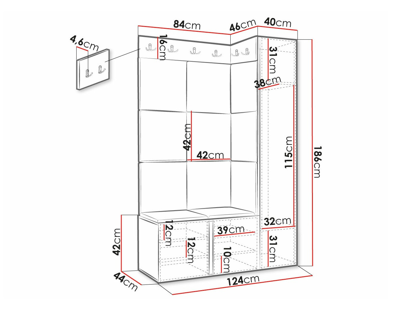 Gangmeubelset Hartford 385 (Wit)