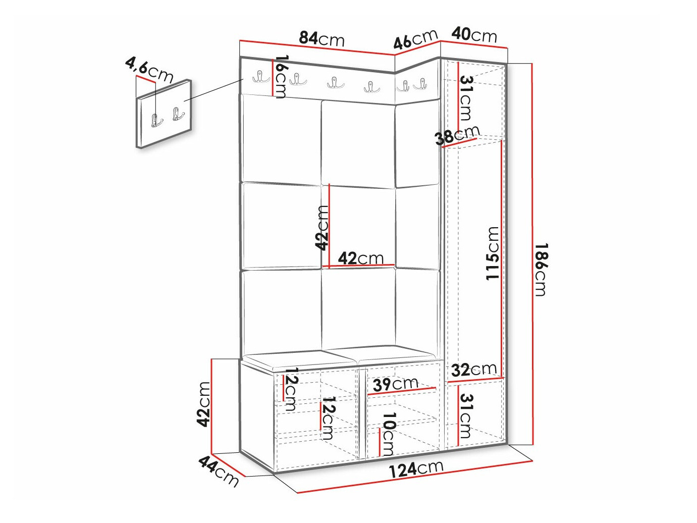 Gangmeubelset Hartford 385 (Wit)