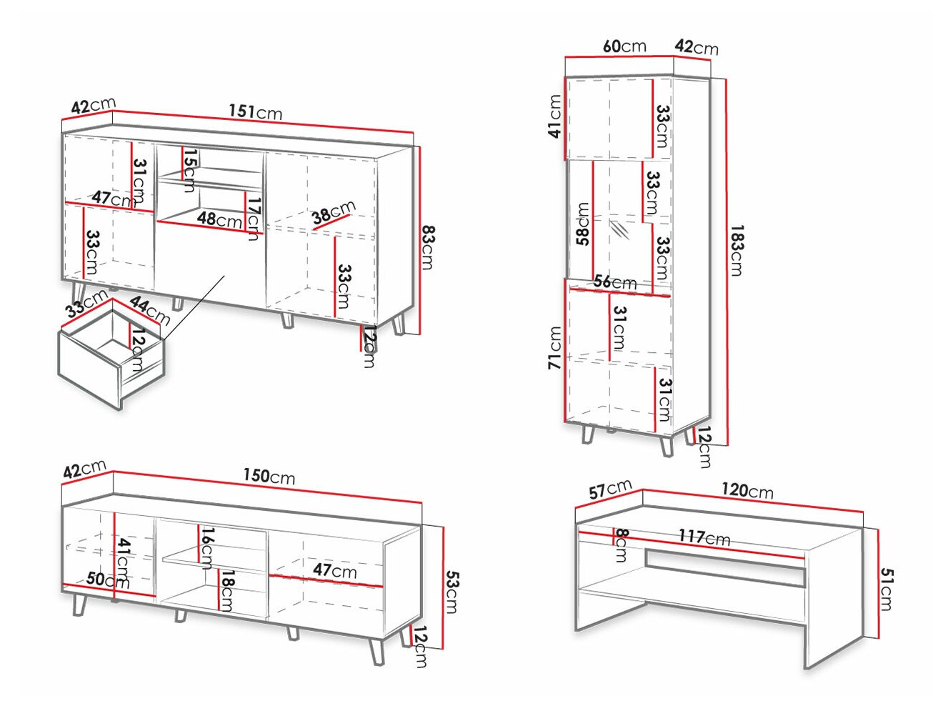 Woonkamerset Levmari 109 (Zwart)