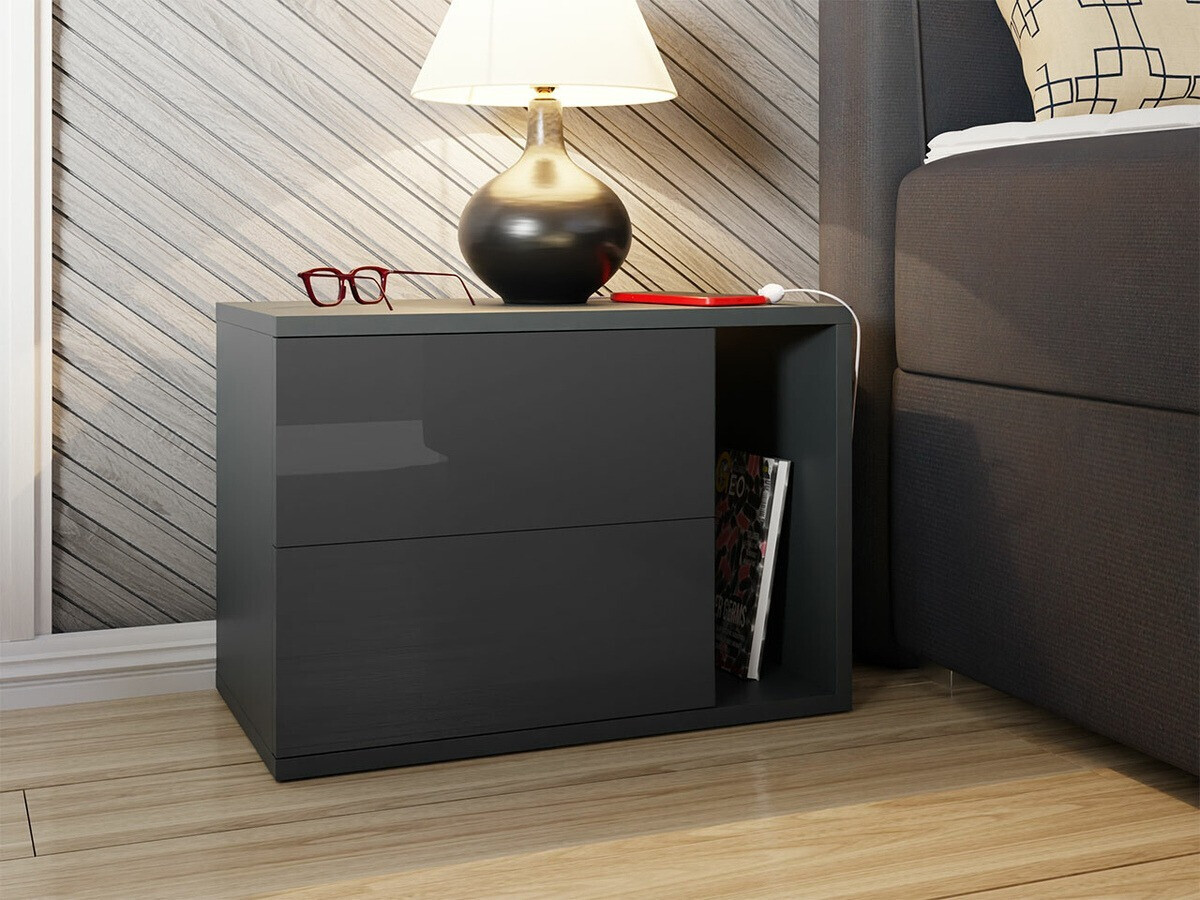 Nachtkastje Utica 104 (Antraciet + Gloss antraciet)