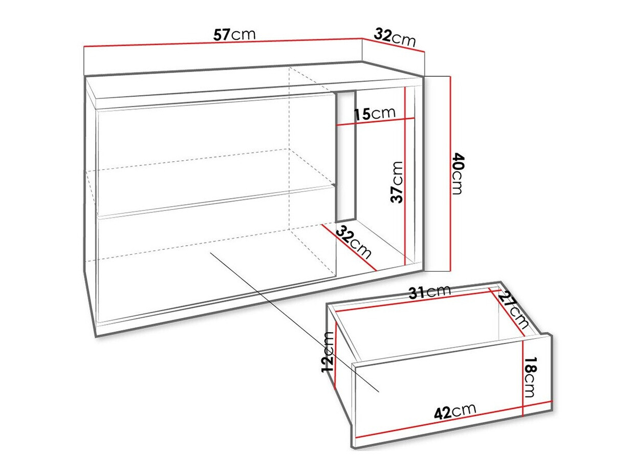 Nachtkastje Utica 104 (Antraciet + Gloss antraciet)