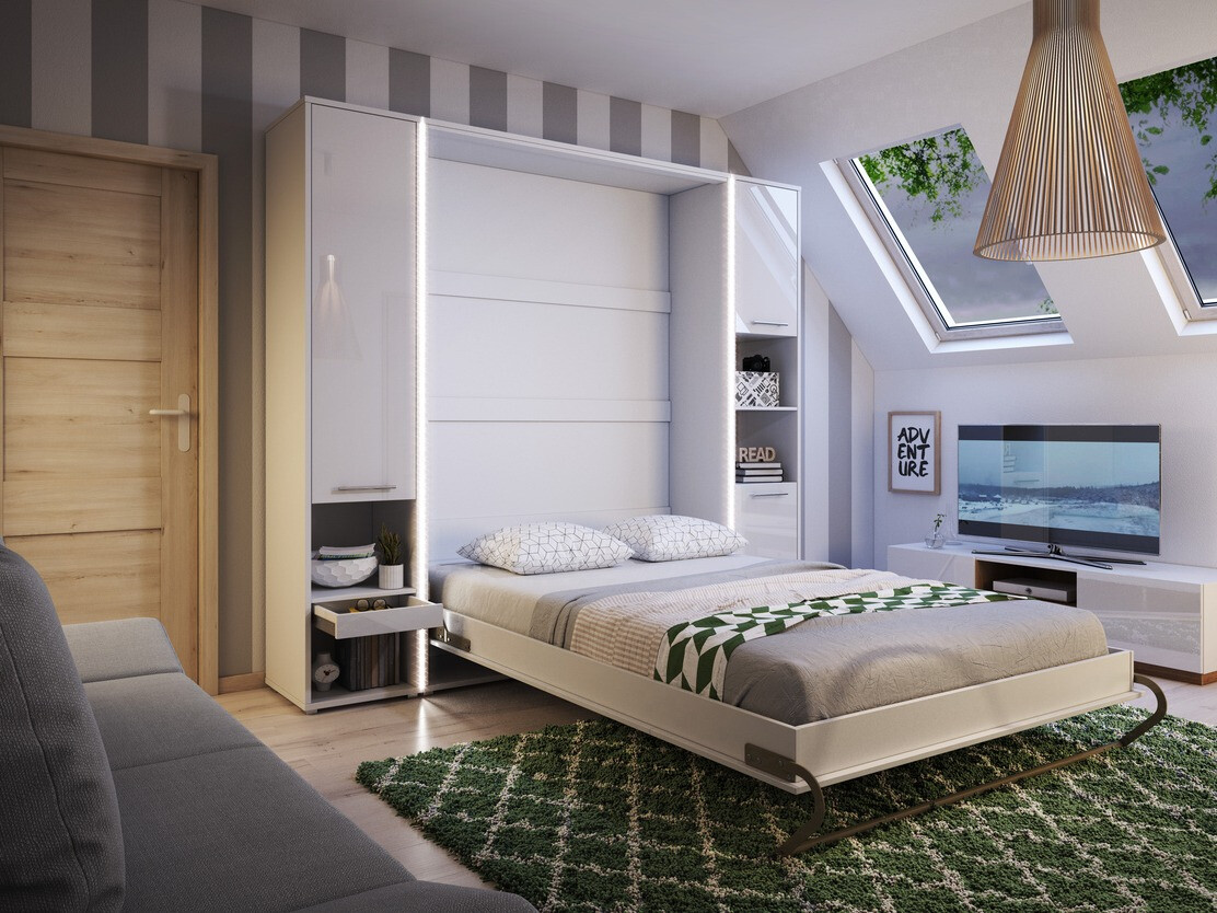 Boekenkast Concept Pro Lenart Levfere 110 (Wit + Glanzend wit)