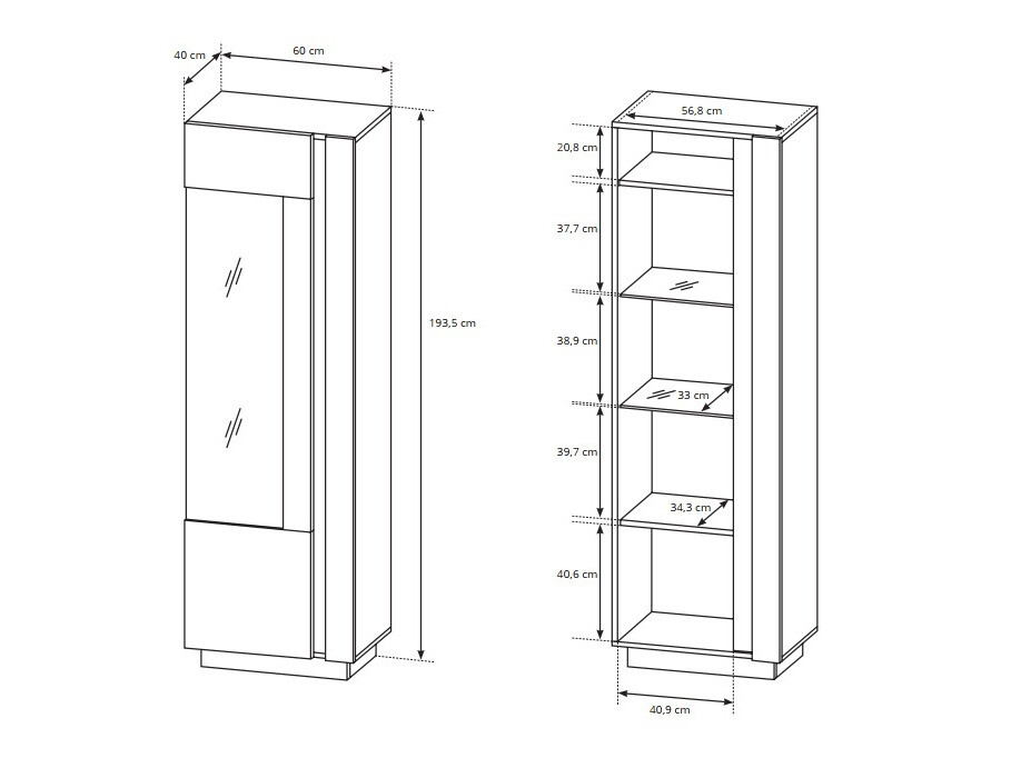 Boekenkast Novbela 101 (Wit + Glanzend wit + Kleinzoon eik)
