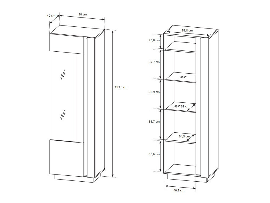 Boekenkast Novbela 101 (Wit + Glanzend wit + Kleinzoon eik)