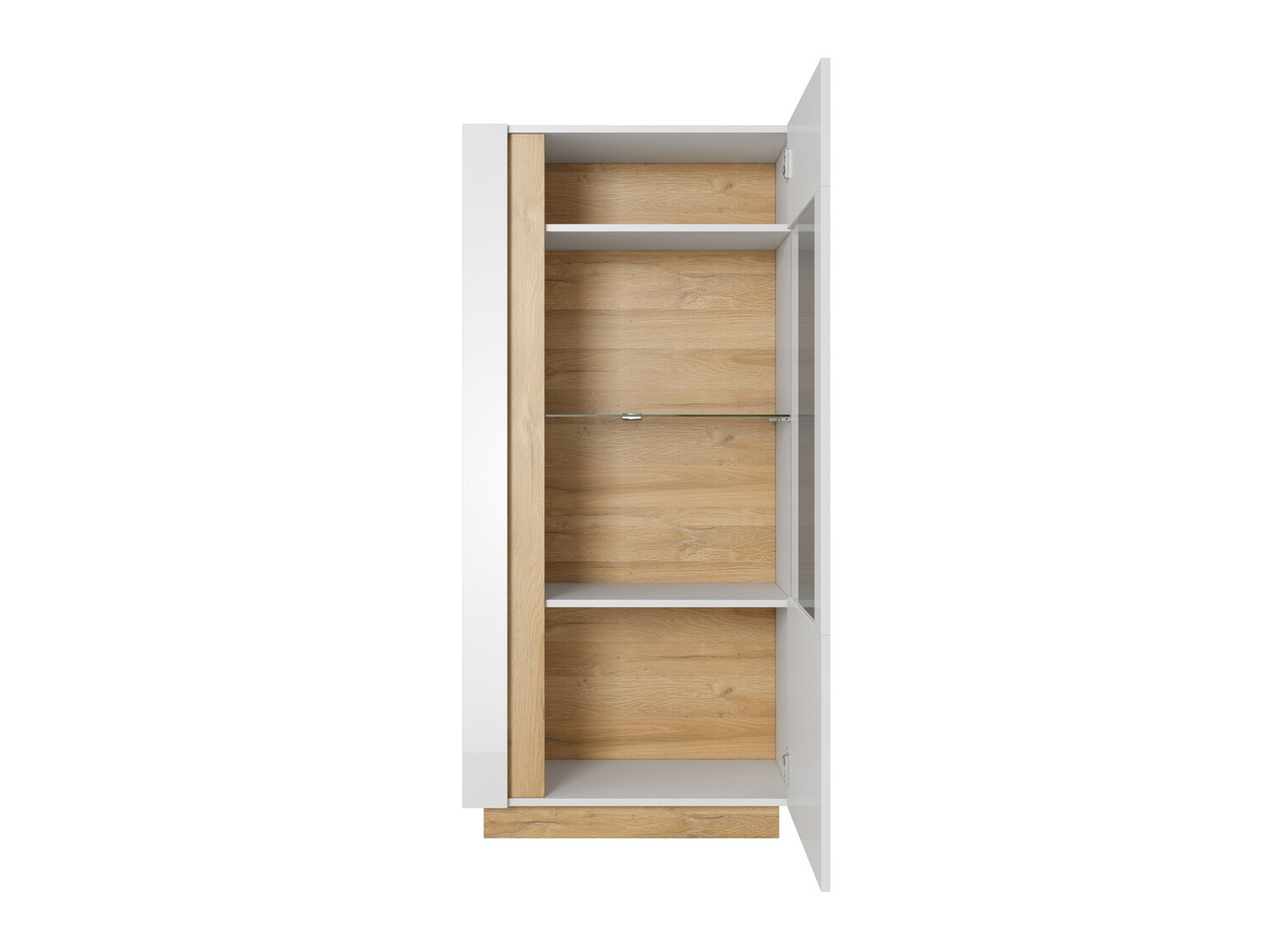 Boekenkast Novbela 102 (Wit + Glanzend wit + Kleinzoon eik)