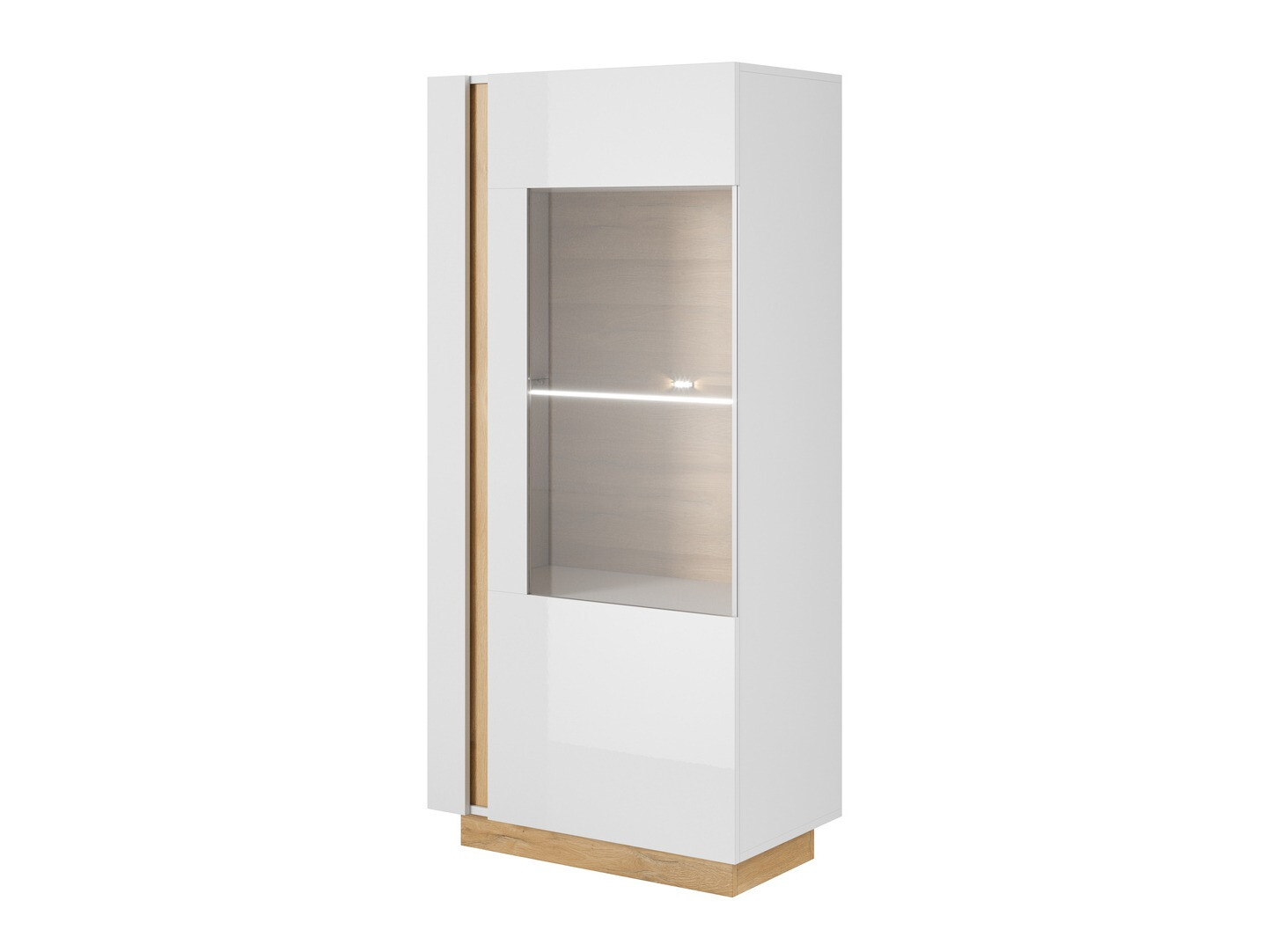 Boekenkast Novbela 102 (Wit + Glanzend wit + Kleinzoon eik)