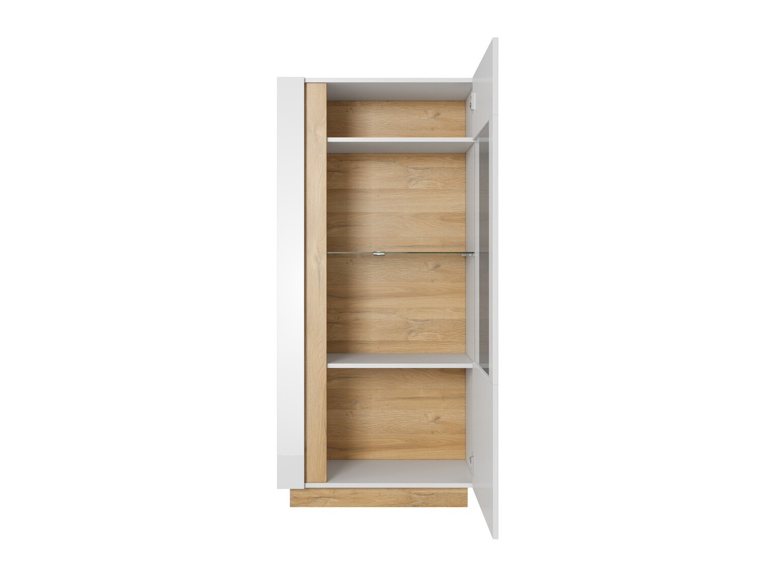 Boekenkast Novbela 102 (Wit + Glanzend wit + Kleinzoon eik)