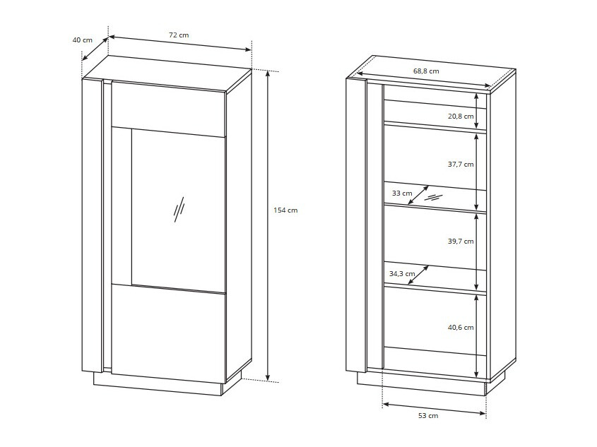 Boekenkast Novbela 102 (Wit + Glanzend wit + Kleinzoon eik)
