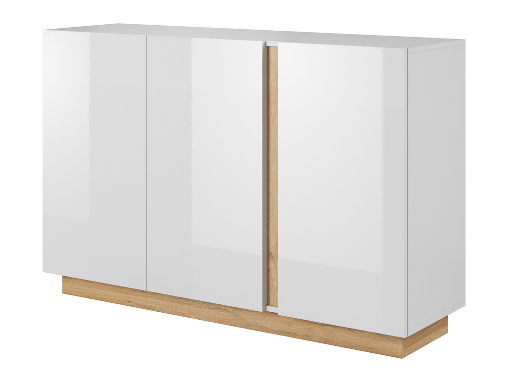 Dressoir Novbela 106 (Wit + Glanzend wit + Kleinzoon eik)