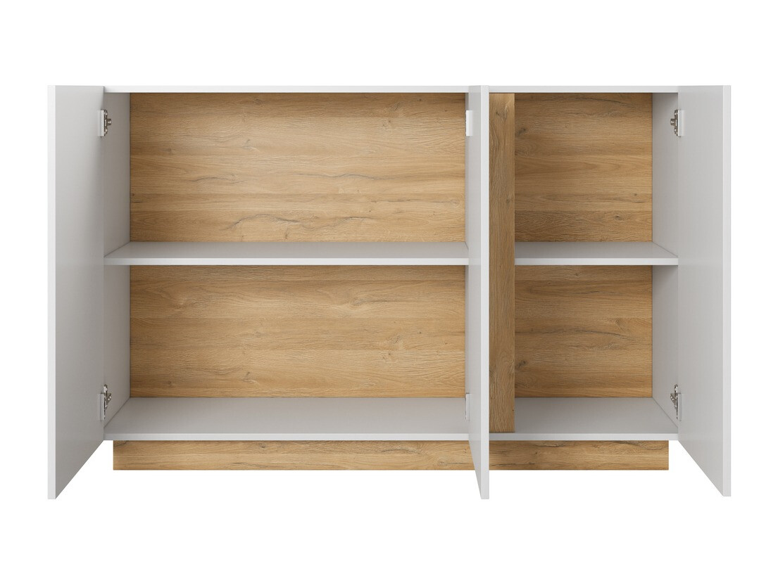 Dressoir Novbela 106 (Wit + Glanzend wit + Kleinzoon eik)