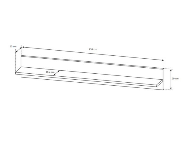 Wandplank Novbela 110 (Wit + Glanzend wit + Kleinzoon eik)