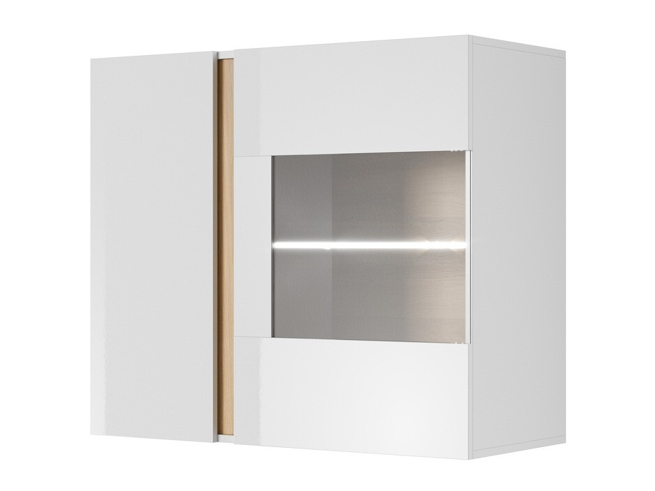 Wandplank Novbela 112 (Wit + Glanzend wit + Kleinzoon eik)
