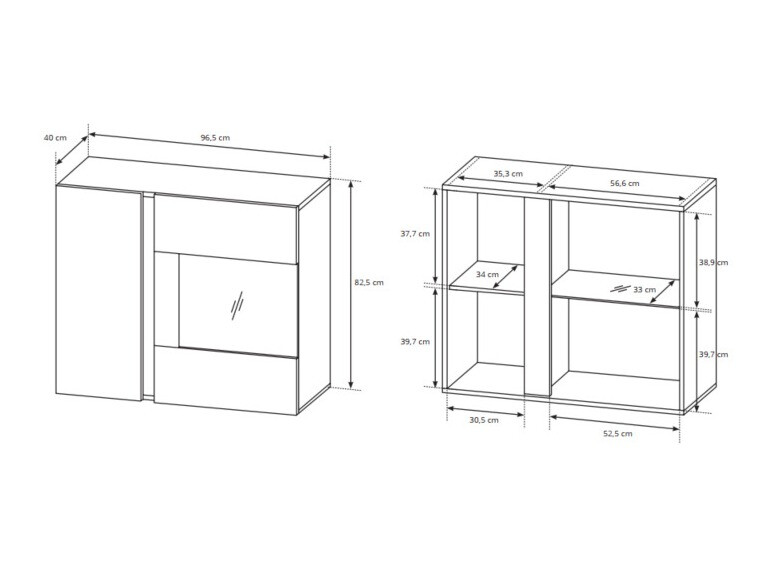 Wandplank Novbela 112 (Wit + Glanzend wit + Kleinzoon eik)