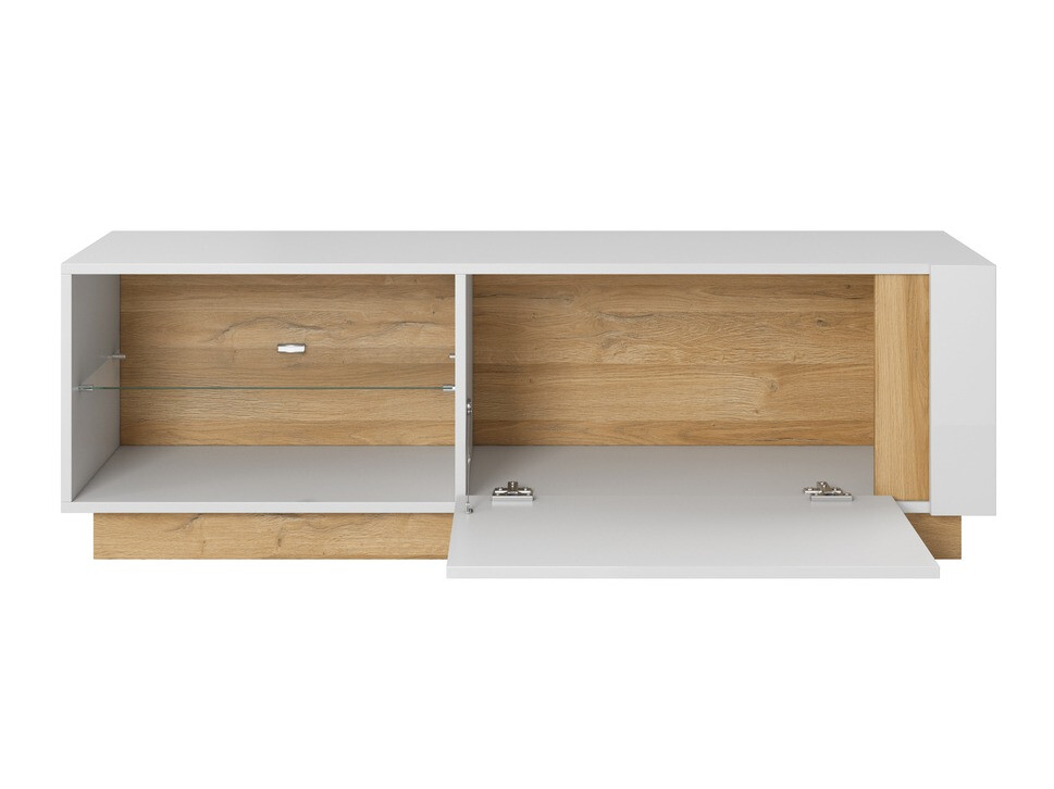 Woonkamerset Novbela 113 (Wit + Glanzend wit + Kleinzoon eik)