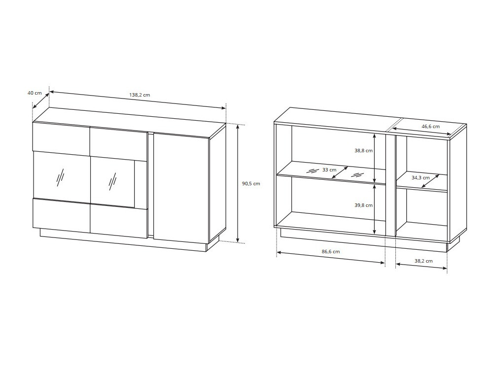 Woonkamerset Novbela 113 (Wit + Glanzend wit + Kleinzoon eik)