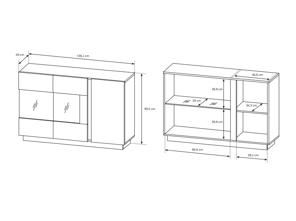 Woonkamerset Novbela 114 (Wit + Glanzend wit + Kleinzoon eik)