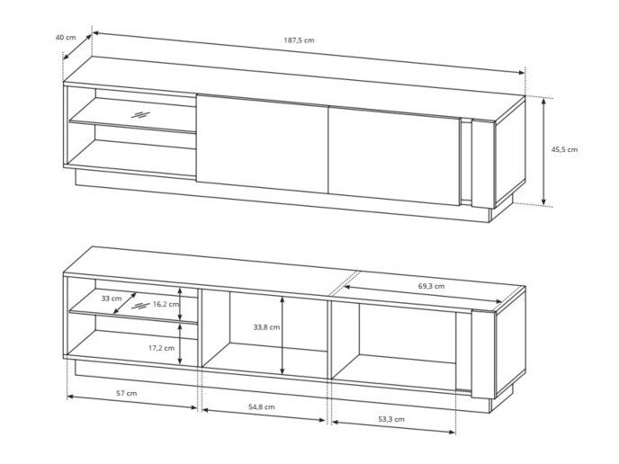 Woonkamerset Novbela 114 (Wit + Glanzend wit + Kleinzoon eik)