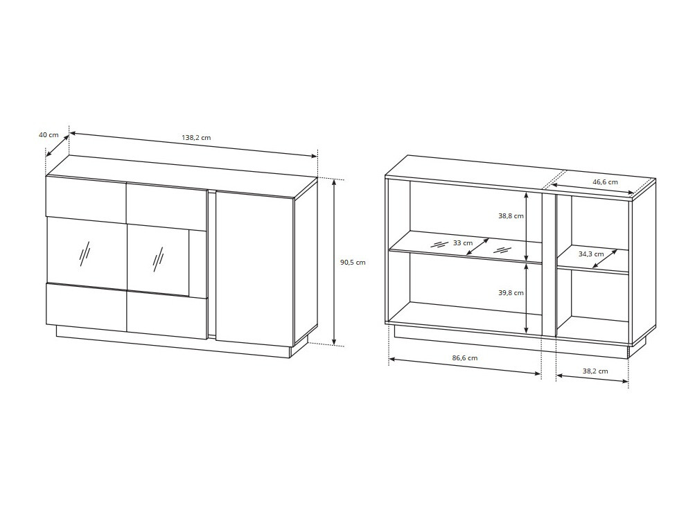 Woonkamerset Novbela 114 (Wit + Glanzend wit + Kleinzoon eik)