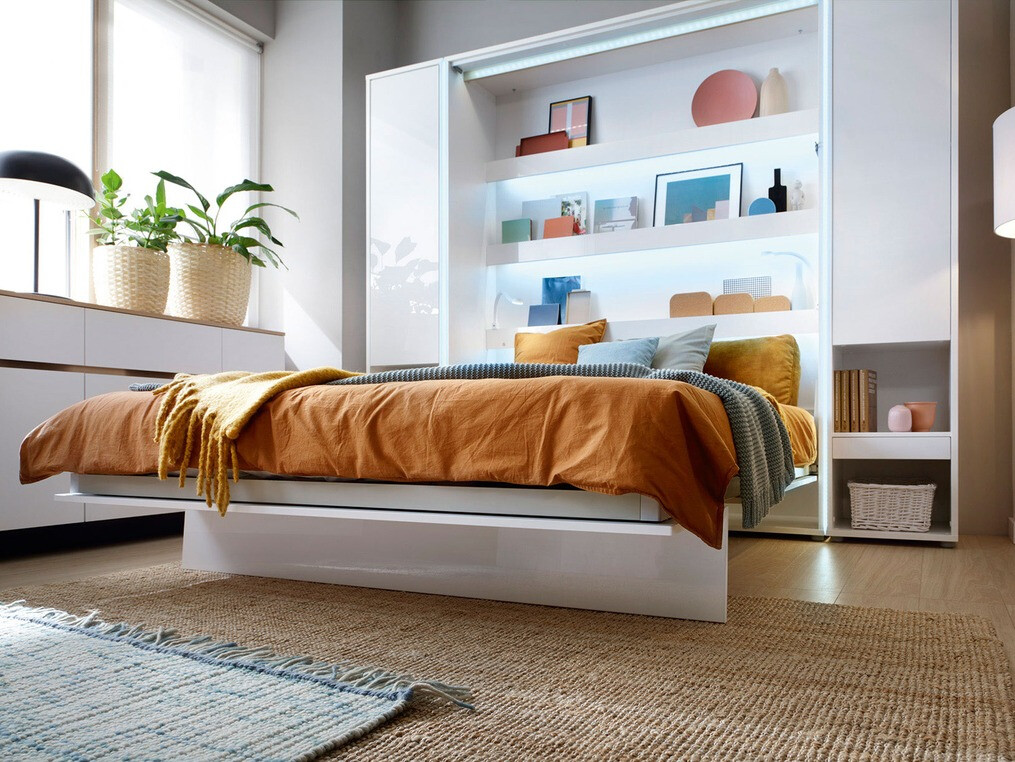 Boekenkast Concept Pro Lenart II (Wit + Glanzend wit)
