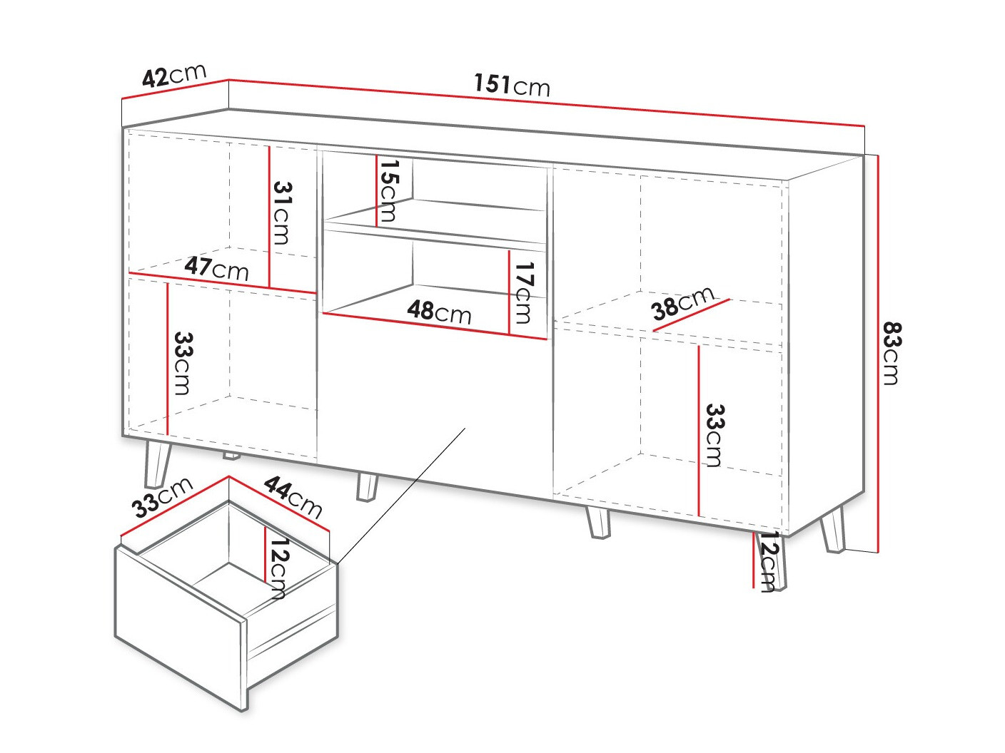 Ladekast Remeta 109 (Antraciet)