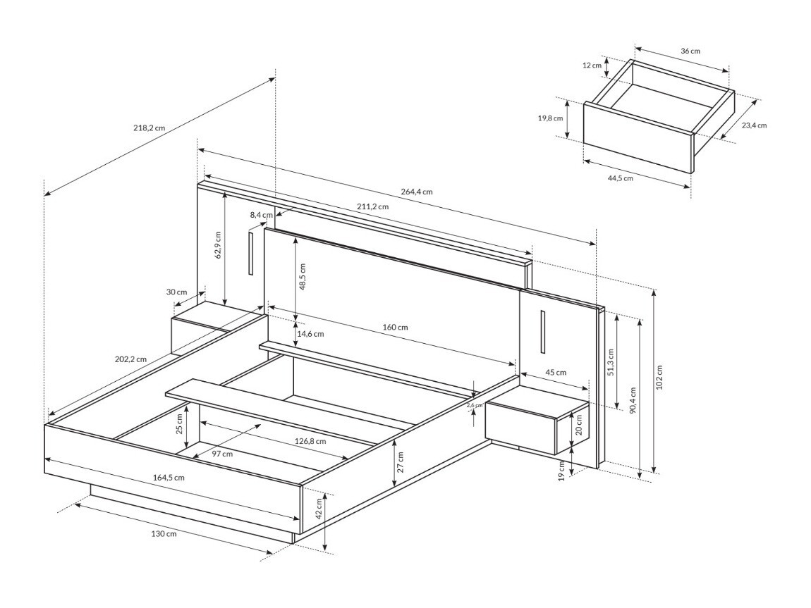Bed Tororli 106 Met nachtkastjes