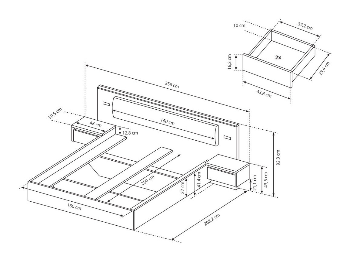 Bed Evarenoi 103 Met nachtkastjes