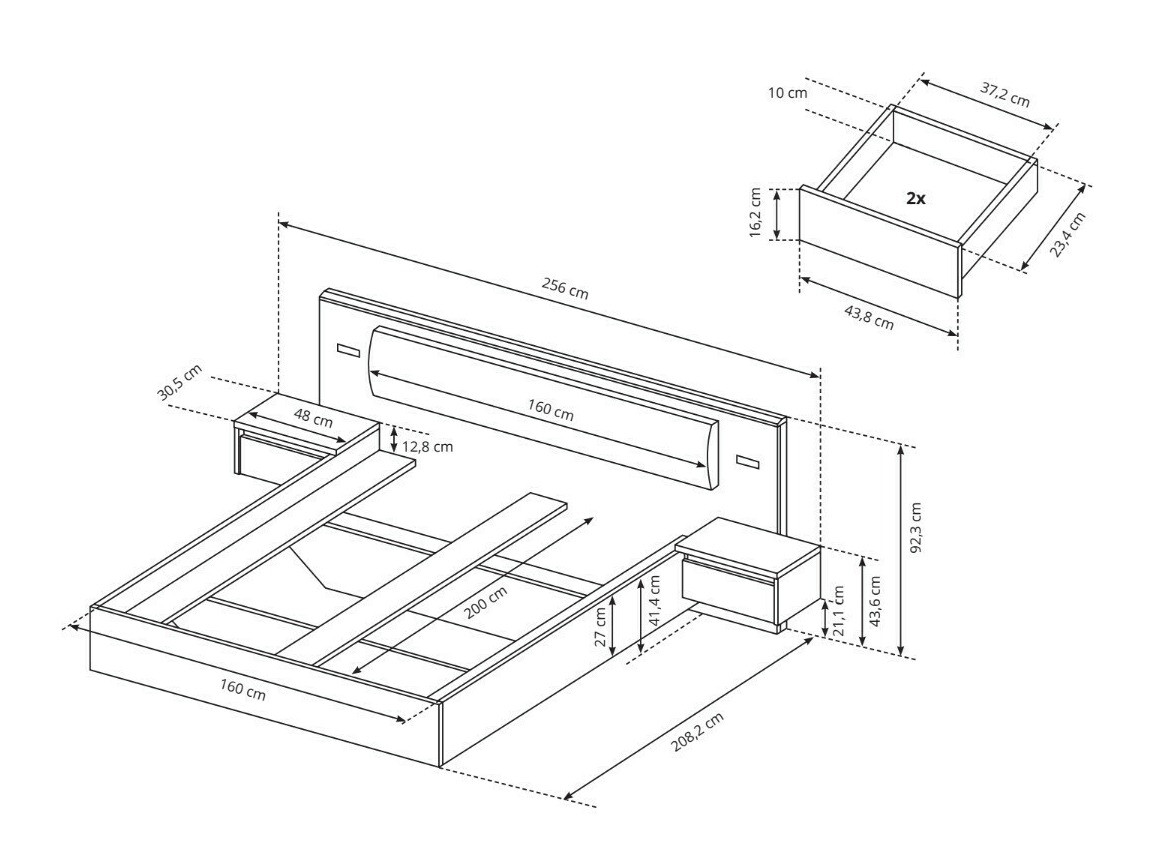 Bed Evarenoi 103 Met nachtkastjes