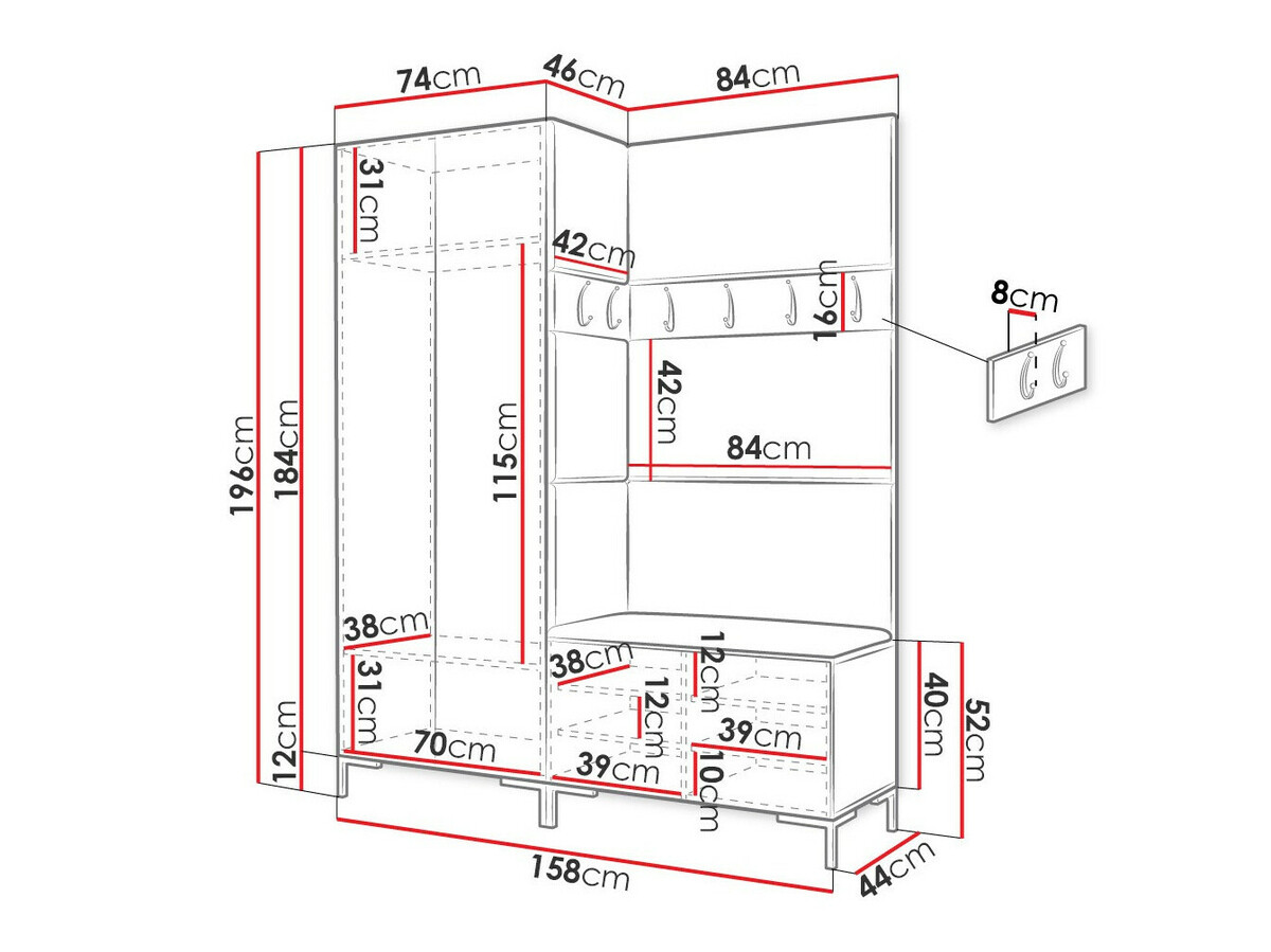 Gangmeubelset Tivsoa 107 (Craft eiken)
