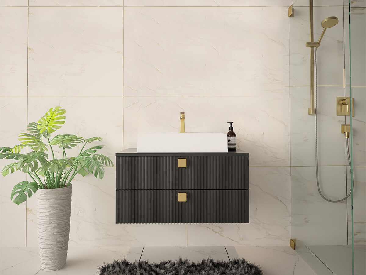 Hangend badkamermeubel voor wastafel Orlvera 102 (Zwart)