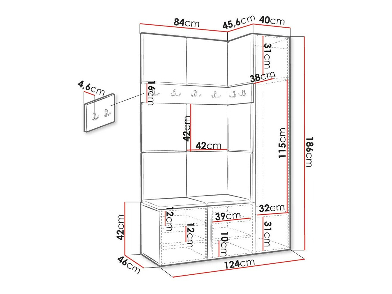 Gangmeubelset Hartford 471 (Grafiet)