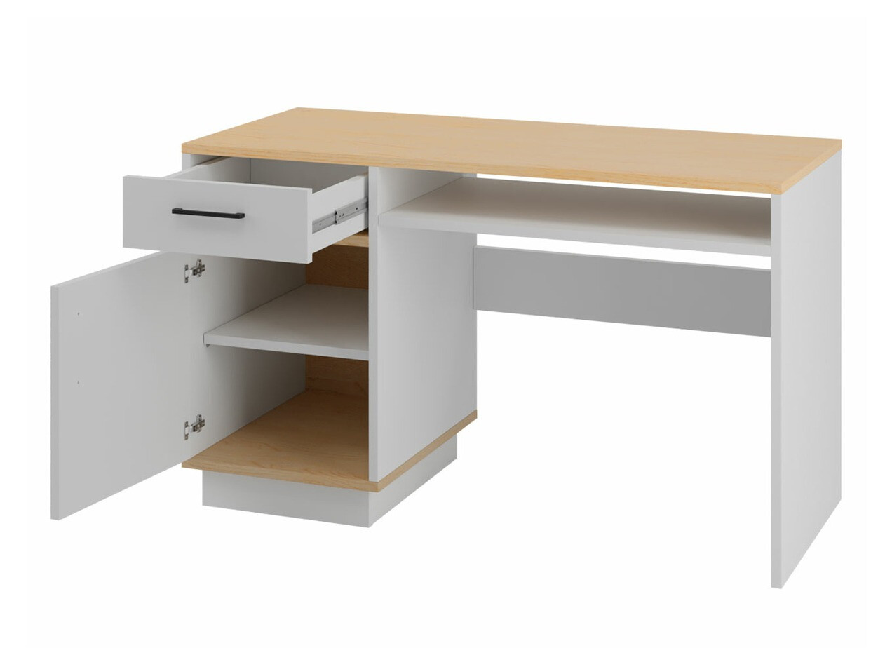 Bureau Omaha T120 (Licht eiken + Wit)