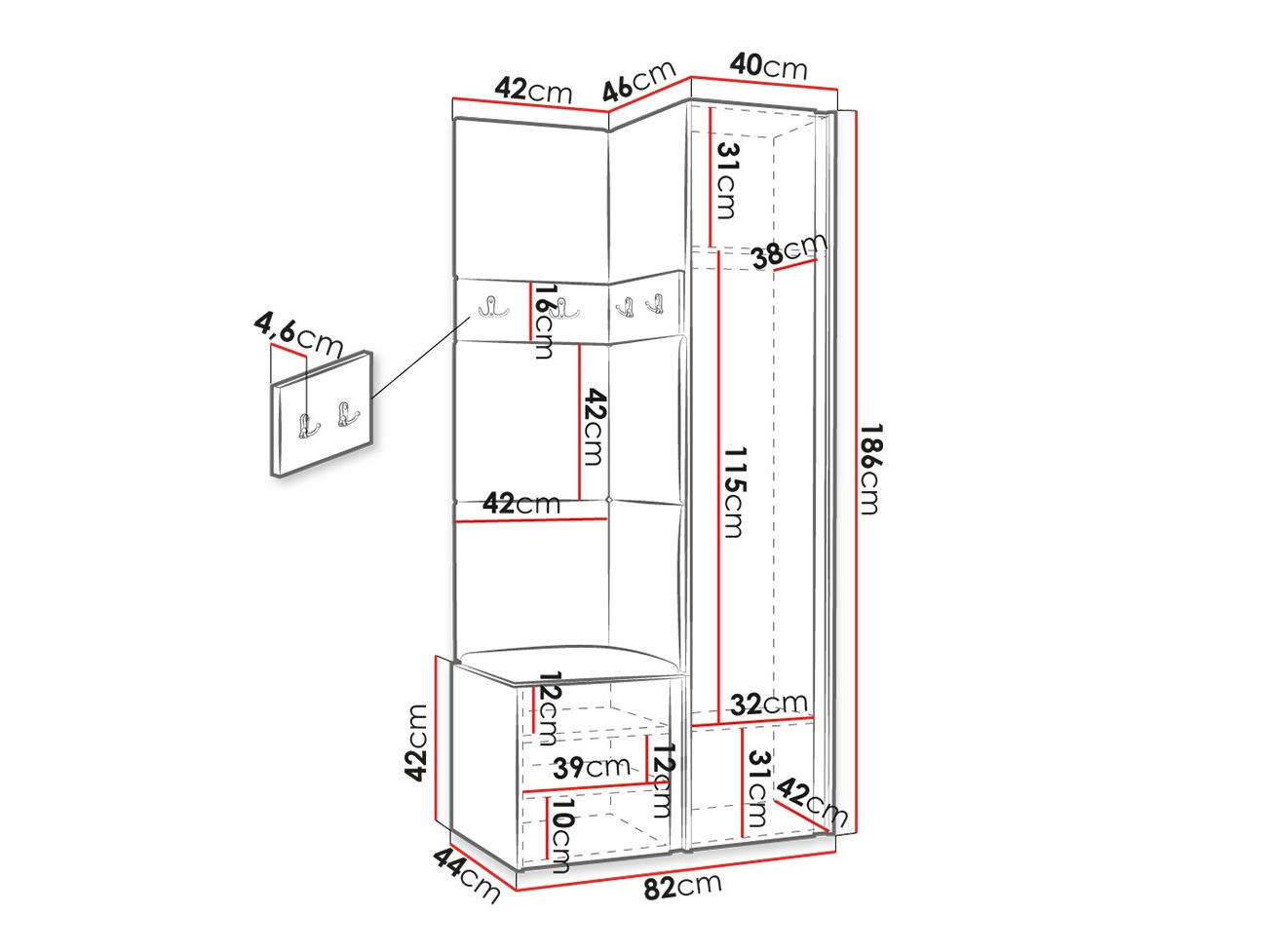 Gangmeubelset Hartford 348 (Artisan eiken + Zwart)