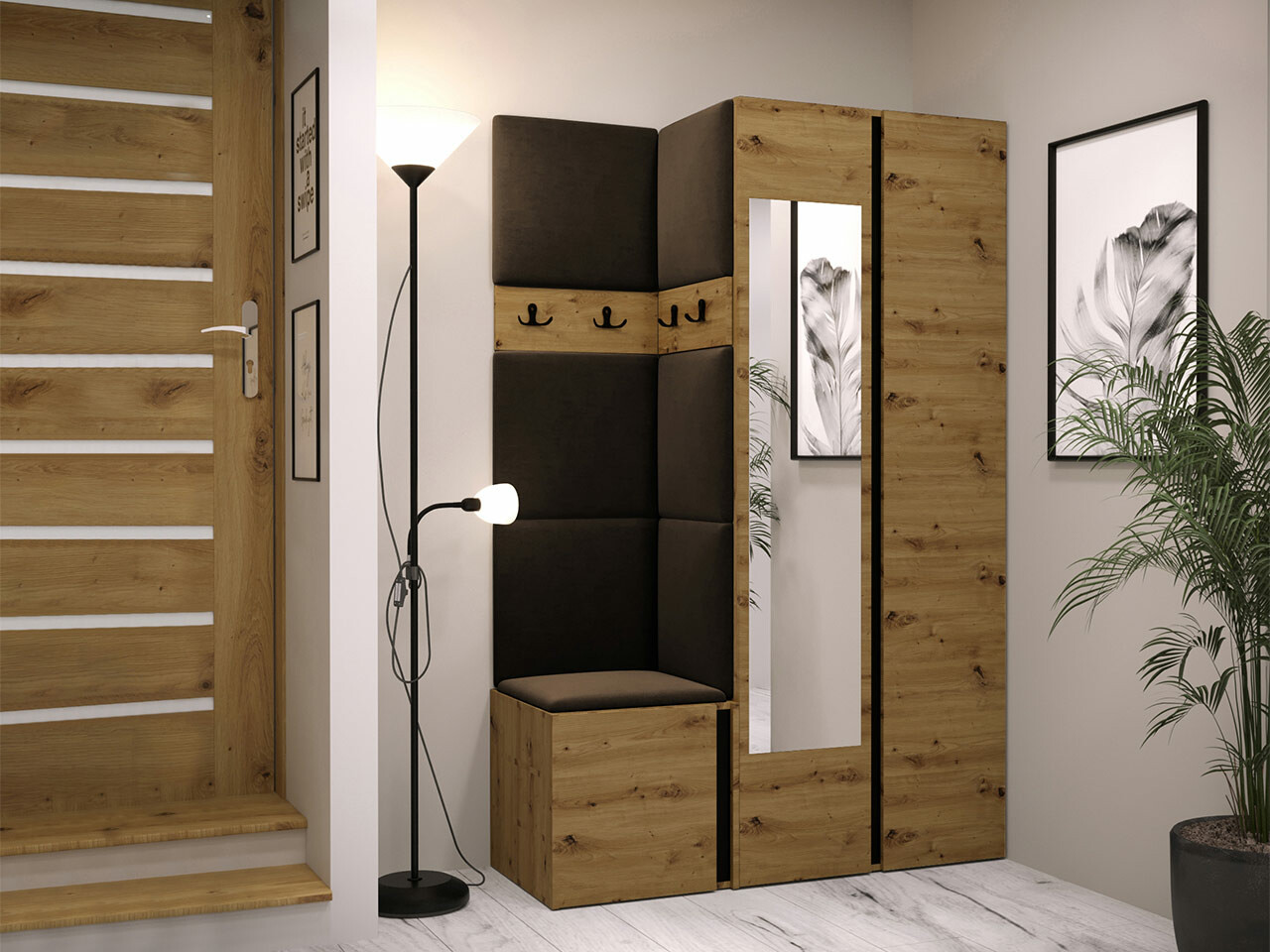 Gangmeubelset Hartford 350 (Artisan eiken + Zwart)