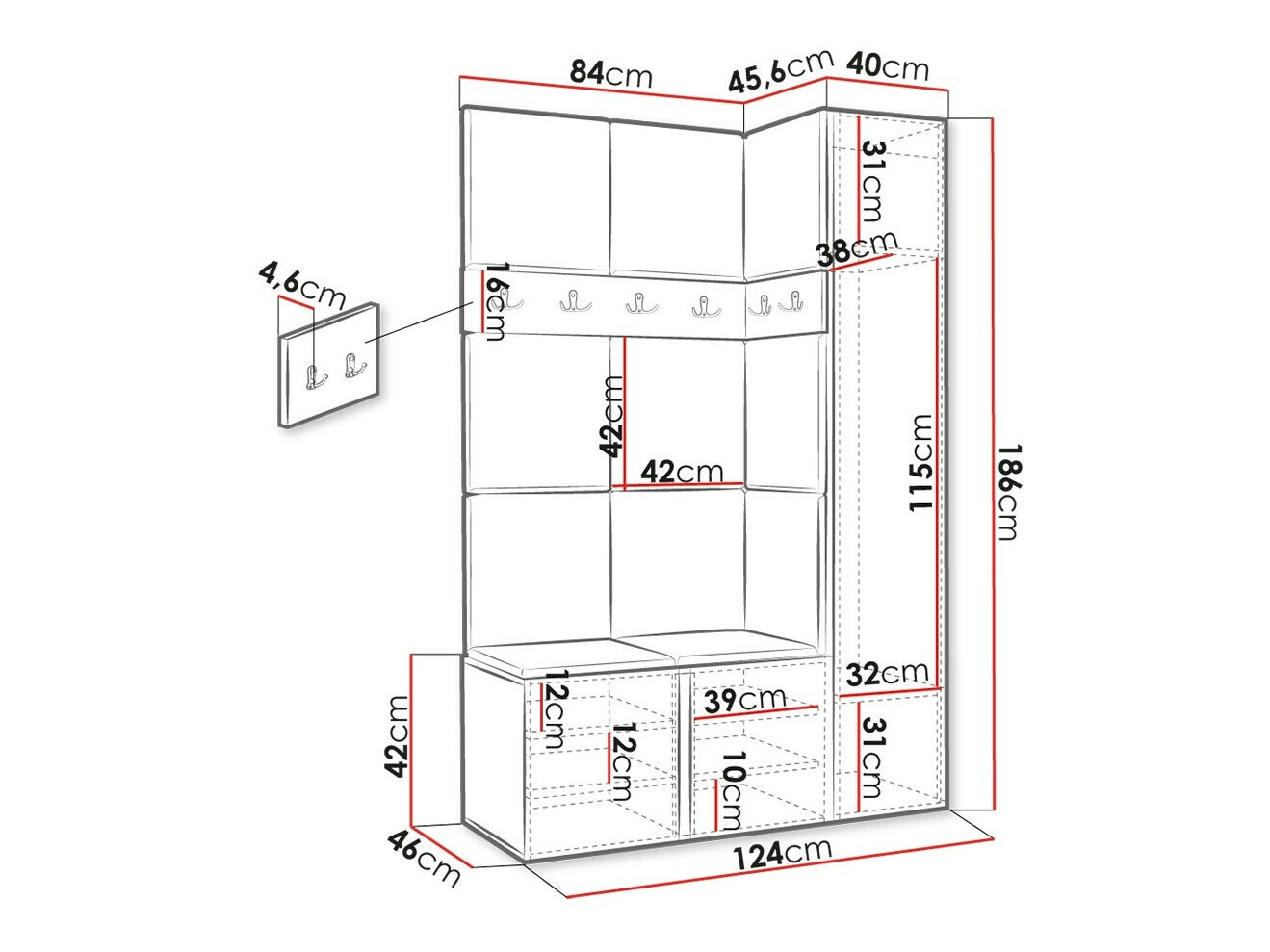 Gangmeubelset Hartford 277 (Wit)