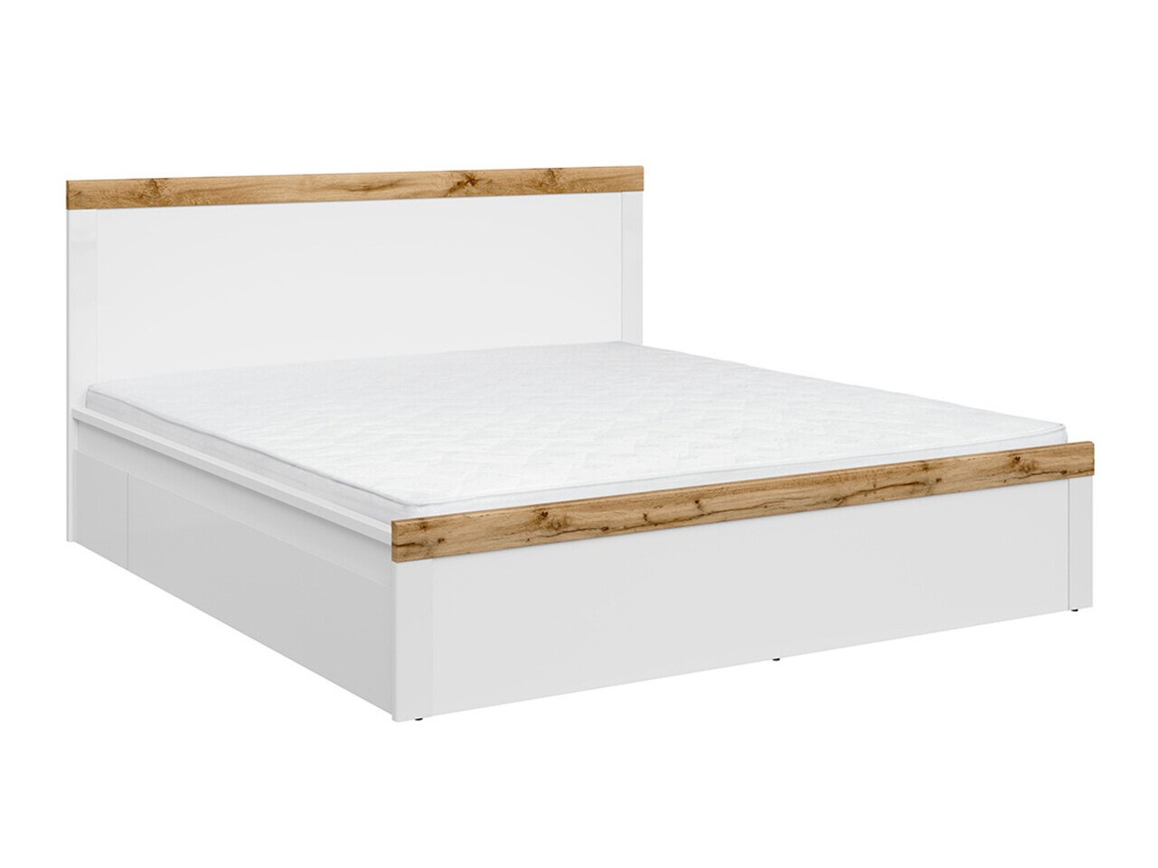 Bed Sonsoru 115 (Wit + Glanzend wit + Wotan eik)