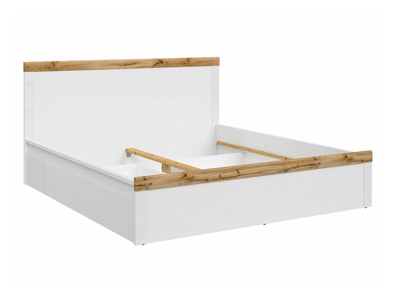 Bed Sonsoru 115 (Wit + Glanzend wit + Wotan eik)