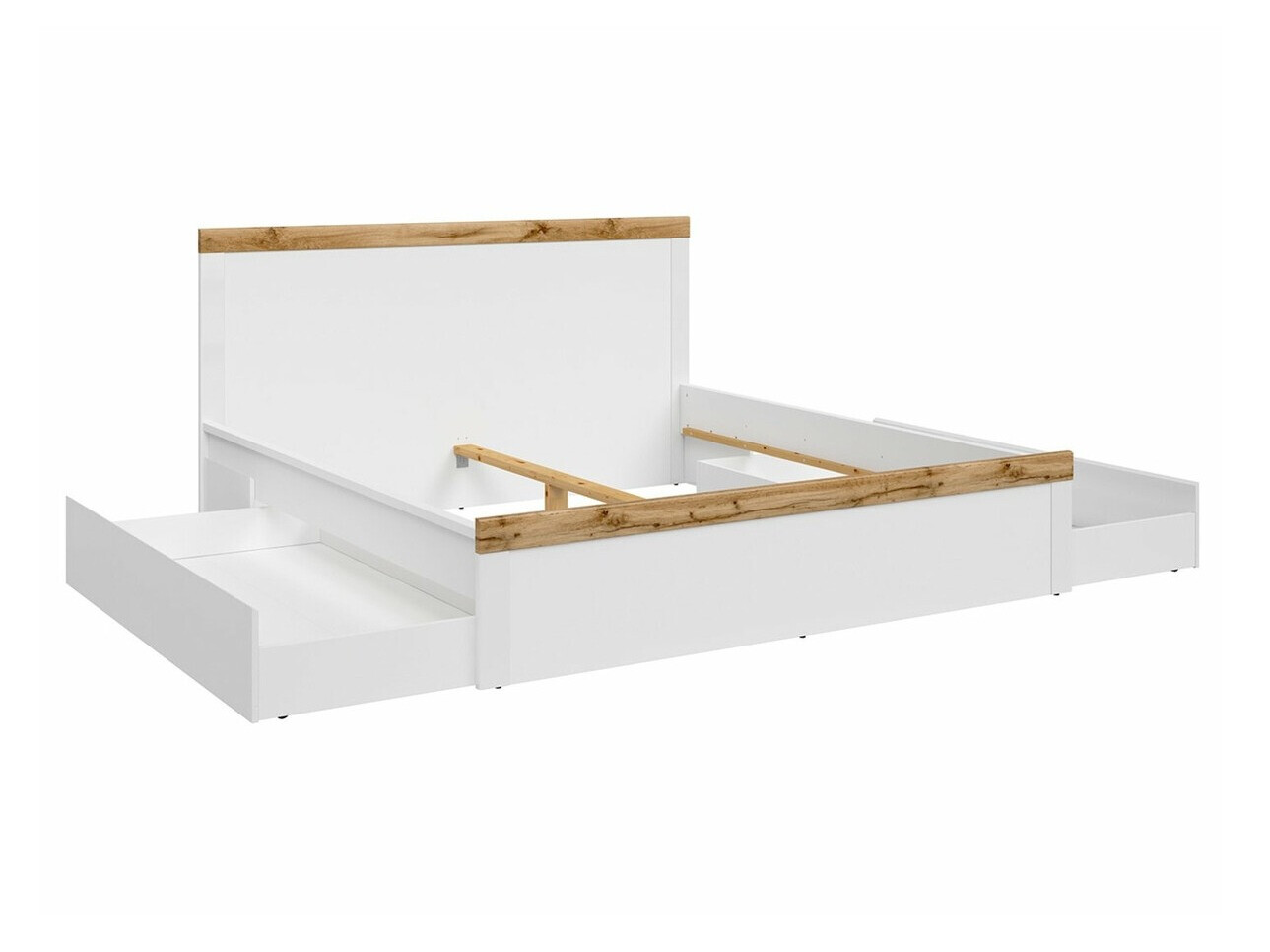 Bed Sonsoru 115 (Wit + Glanzend wit + Wotan eik)