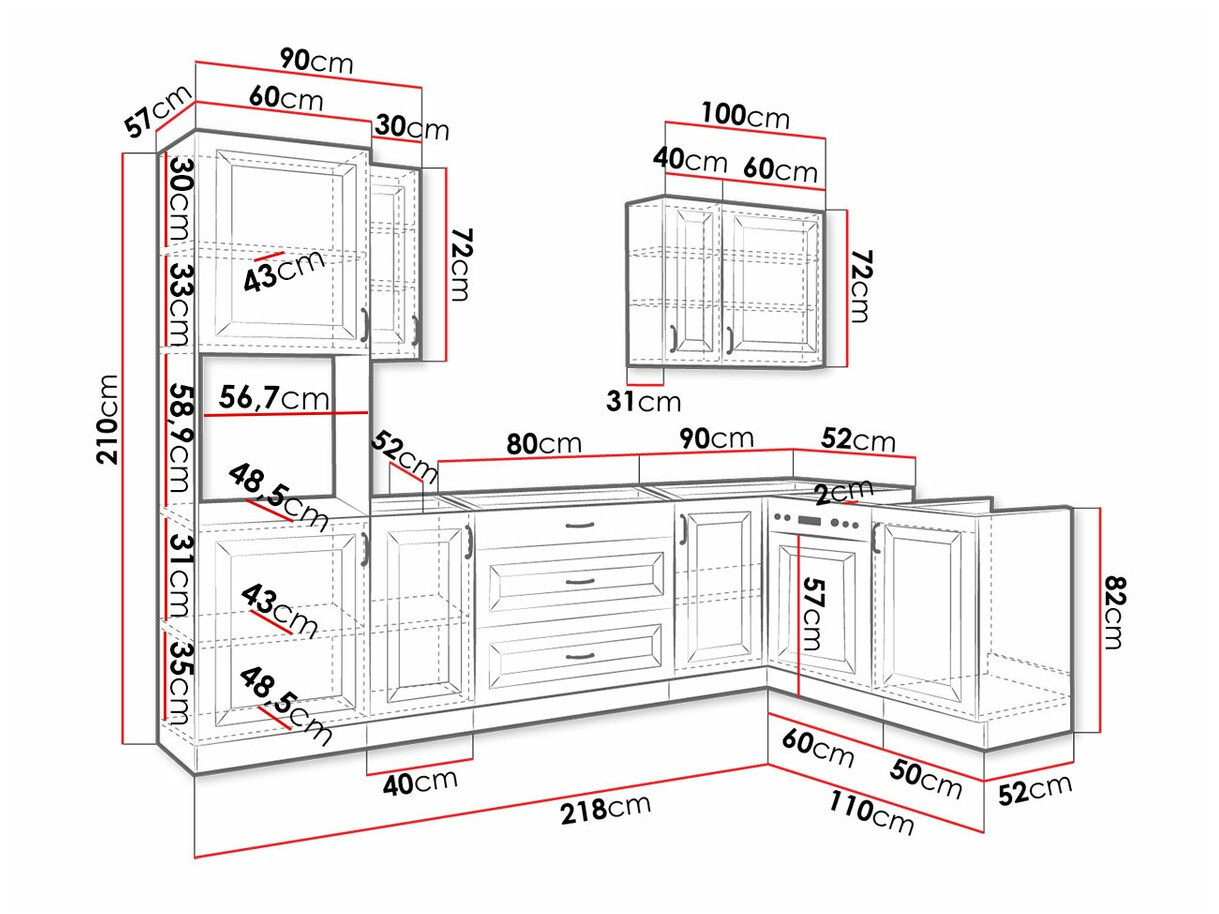 Modulaire keukenset Retro Grey 148