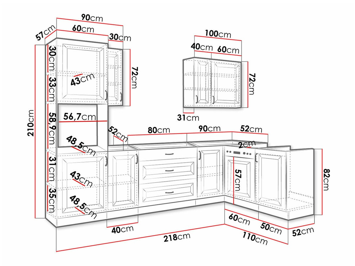 Modulaire keukenset Retro Grey 148
