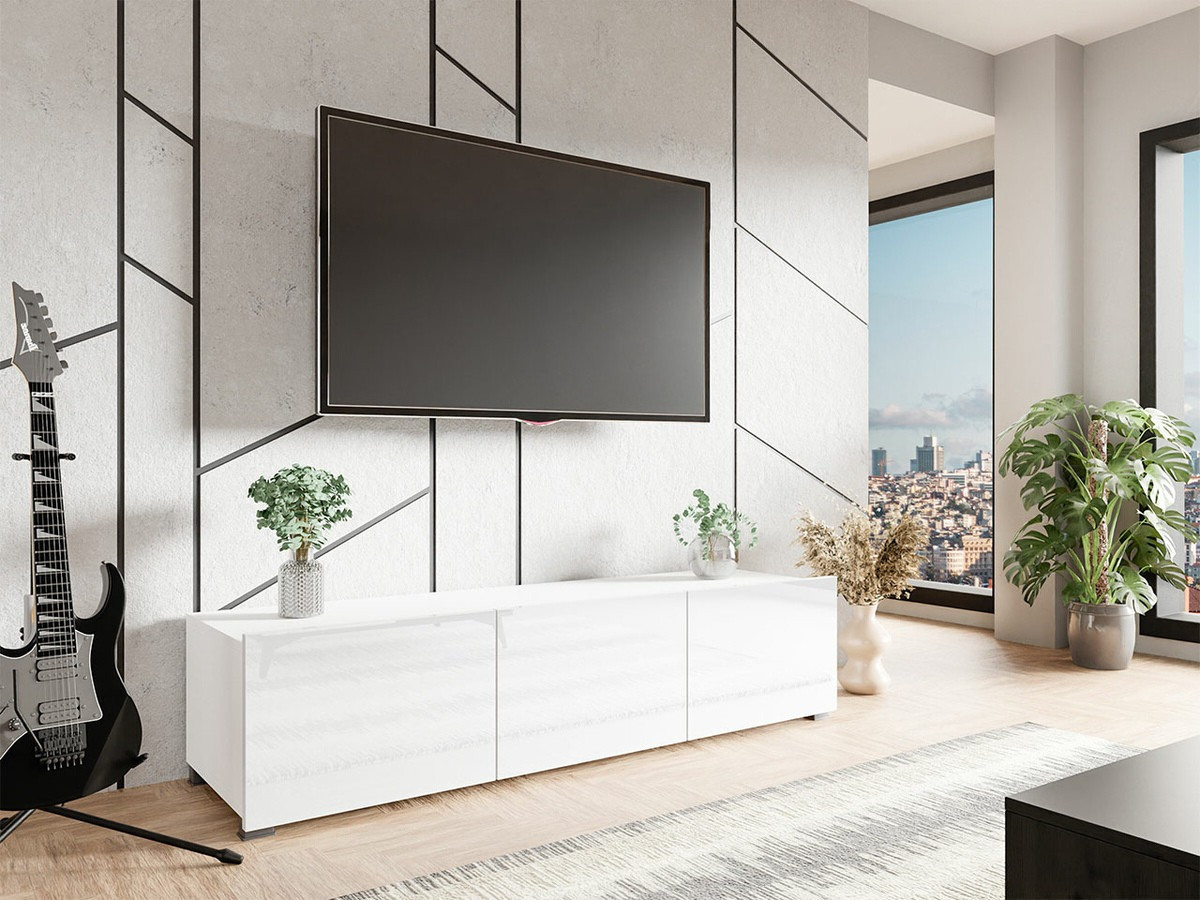 TV-meubel Tivdalu 103 (Wit + Glanzend wit)