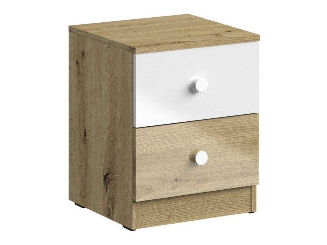 Nachtkastje Mirelbu 108 (Artisan eiken + Glanzend wit)