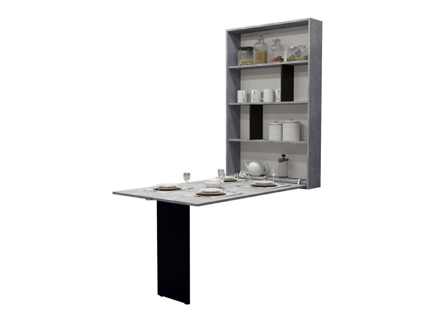 Inklapbare tafel Hartford 428 (Zwart + Beton)
