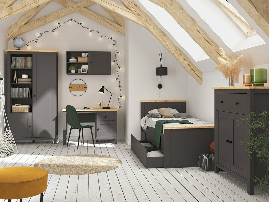 Bed Sordoro 132 (Grafiet + Artisan eiken)