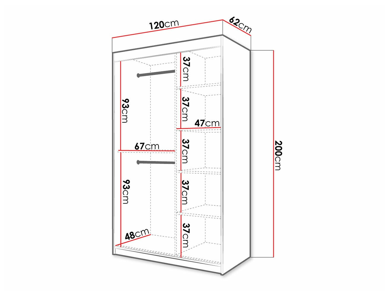 Kledingkast Hartford 398 (Zwart)