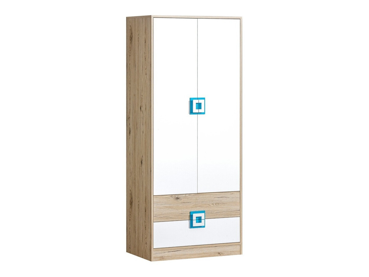 Kledingkast Balvire 102 (Licht eiken + Wit + Turquoise)