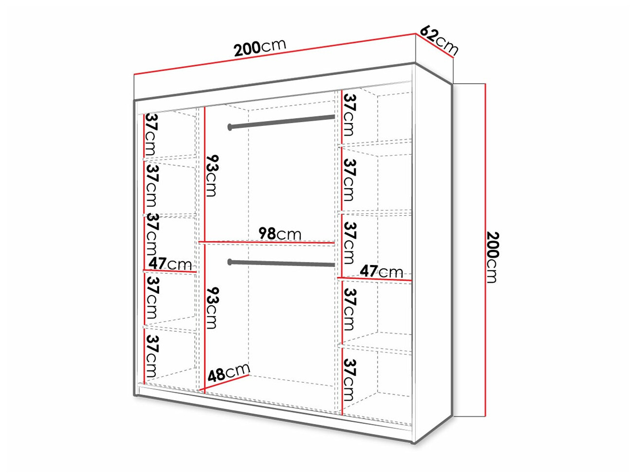 Kledingkast Hartford 403 (Zwart)