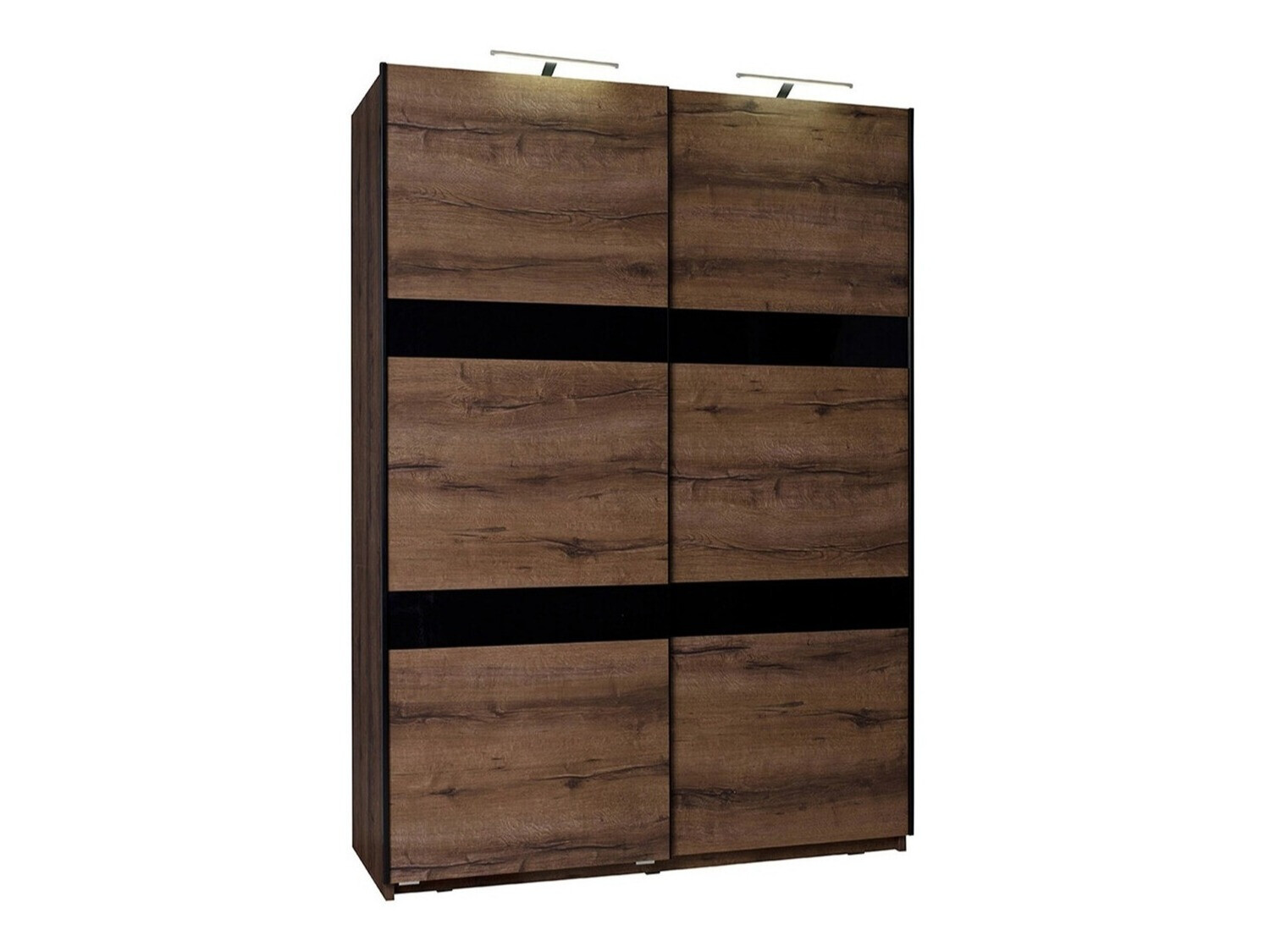 Kledingkast Fivelbo 109 (Klooster eik + Glanzend zwart)