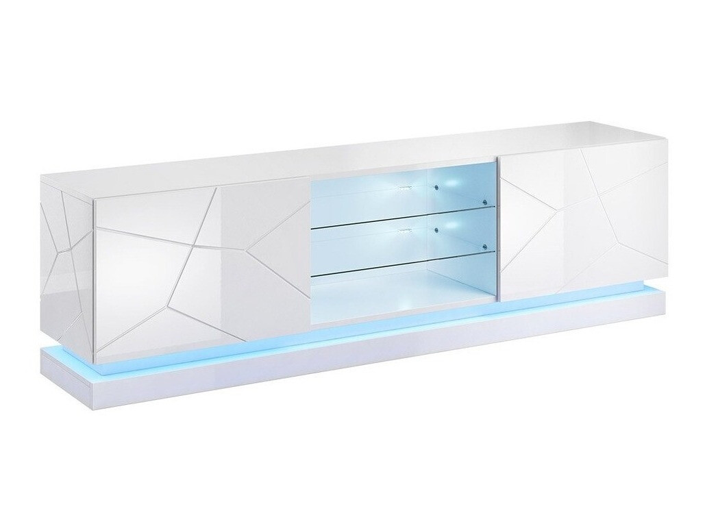 TV-meubel Charlotte 128 (Wit + Glanzend wit)